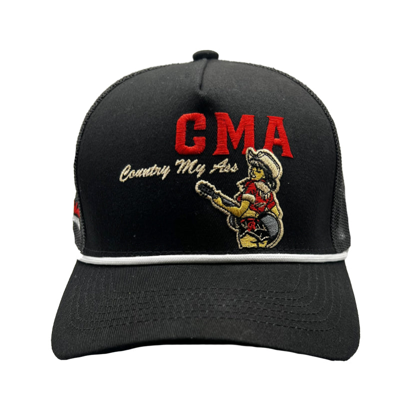 2026 Country My Ass Guitar Girl Trucker - Black